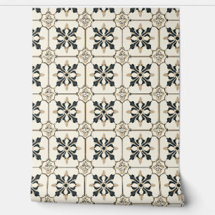 Papel Pintado Petición de encanto floral eterno - negro y oro