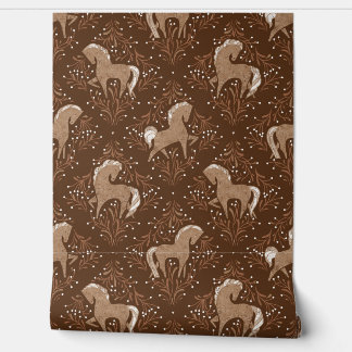 Papel Pintado Pferde mit floral Elementen