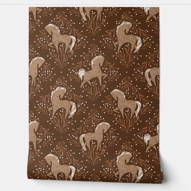 Papel Pintado Pferde mit floral Elementen (Desenrollar)