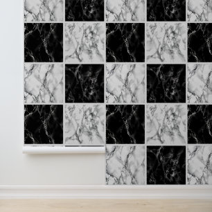 Papel Pintado Piedra de mármol blanco y negro