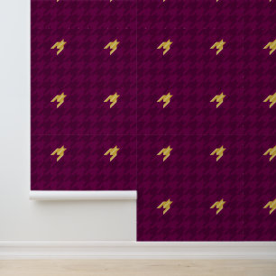 Papel Pintado Piedra houndstooth con acento dorado