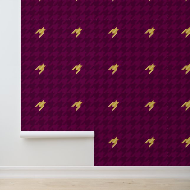 Papel Pintado Piedra houndstooth con acento dorado (Solicitud)