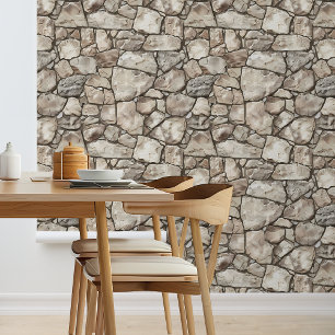 Papel Pintado Piedra Rústica Apilada Neutra