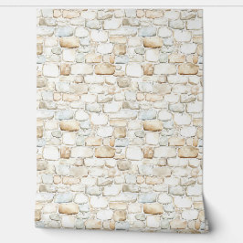 Papel Pintado Piedras Falsas Grises Blancas Crema