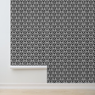 Papel Pintado Piel y palo de patrón geométrico en blanco y negro