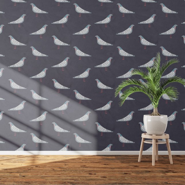 Papel Pintado Pigeon Bird Dark (Pigeon bird themed wallpaper)