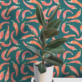Papel Pintado Pimiento rojo oscuro acuarela