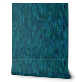 Papel Pintado Pinceladas Impresionistas, Azul Marino, Verde Acuá