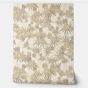 Papel Pintado Pineapple Camo Hawaiian Tropical - Taupe