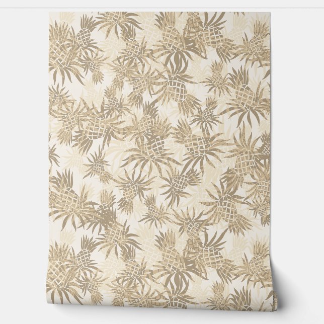 Papel Pintado Pineapple Camo Hawaiian Tropical - Taupe (Desenrollar)
