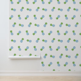 Papel Pintado Pineapple Chinoiserie Blue Green Preppy