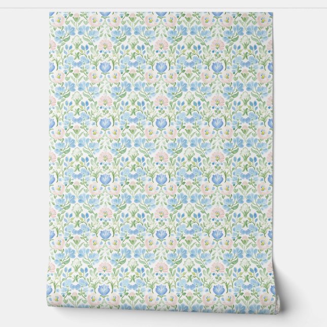Papel Pintado Pink Blue Floral Pattern (Desenrollar)