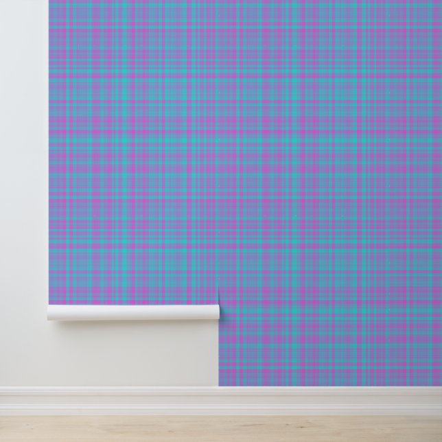 Papel Pintado Pink Blue Purple Plaid Pattern (Solicitud)