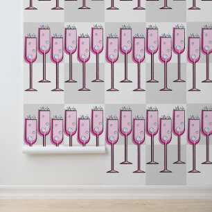 Papel Pintado Pink Champagne Checkerboard