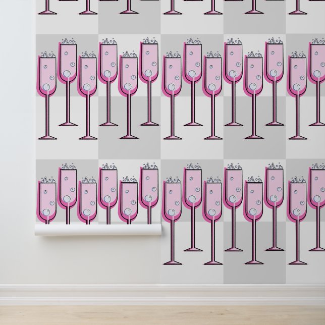 Papel Pintado Pink Champagne Checkerboard (Solicitud)