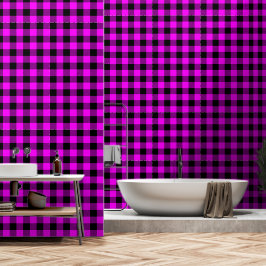 Papel Pintado Pink Fuchsia Black 3 Inch Lumberjack Buffalo Placa