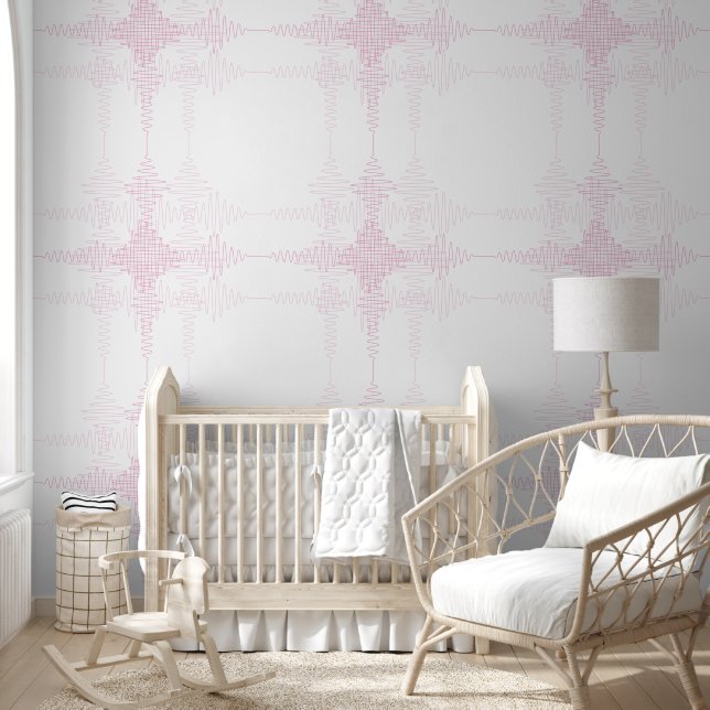 Papel Pintado Pink Girl Room Sound Wave Minimal Style (Niños)