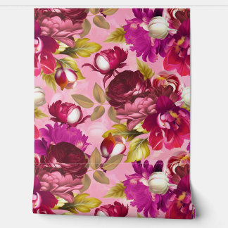 Papel Pintado Pink Moody Florals Jardín de Flores Máximalista