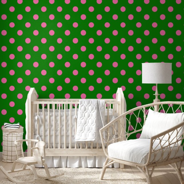 Papel Pintado Pink On Green Polka Dots Pattern Design  (Subido por el creador)