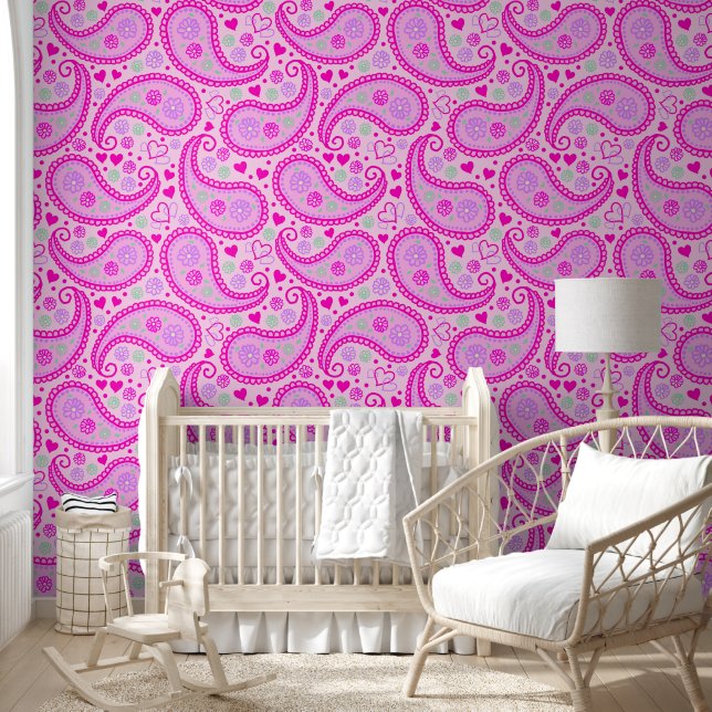 Papel Pintado Pink Paisley Love Baby Girl Nursery (Niños)