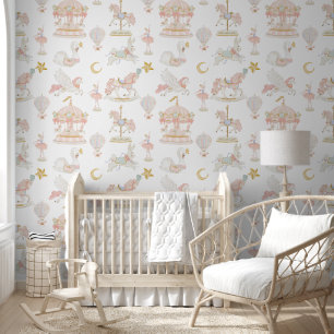 Papel Pintado Pink Pastel Watercolor Carousse Merry redondo