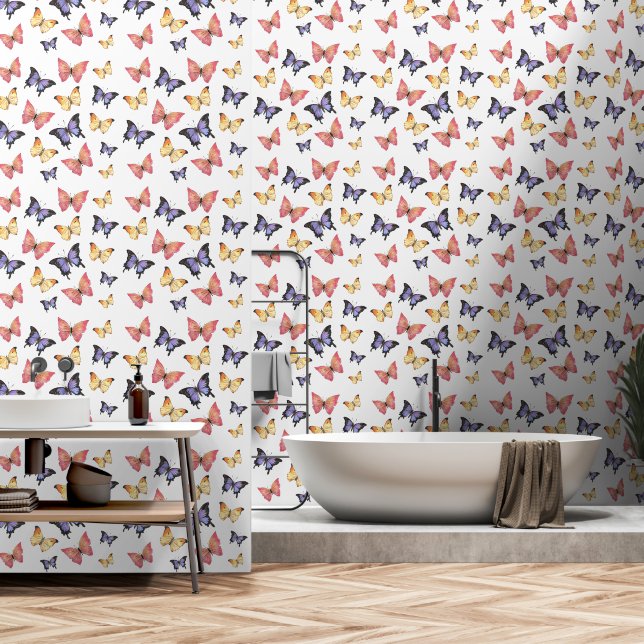 Papel Pintado Pink Purple Butterflies (Baño)