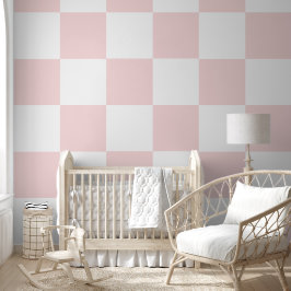 Papel Pintado Pink y White Checkered Pastel