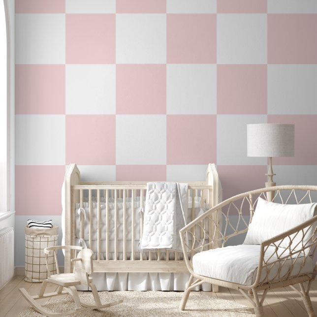 Papel Pintado Pink y White Checkered Pastel (Niños)