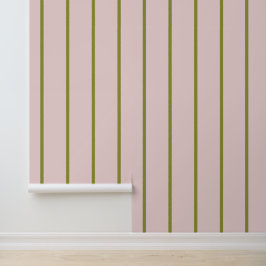Papel Pintado Pinstripes Verde sobre Rosa Patrón Continuo