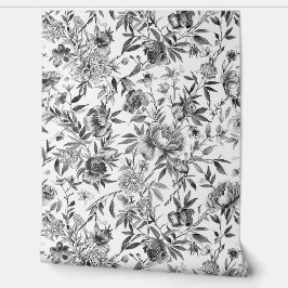 Papel Pintado Pintura botánica floral de acuarela chinoiserie