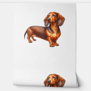 Papel Pintado Pintura de Dachshund - Paintin acuarela de perro d