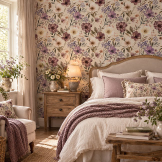 Papel Pintado Pintura de flores silvestres vintage