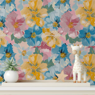 Papel Pintado Pintura Floral Colorida Pega y Pega