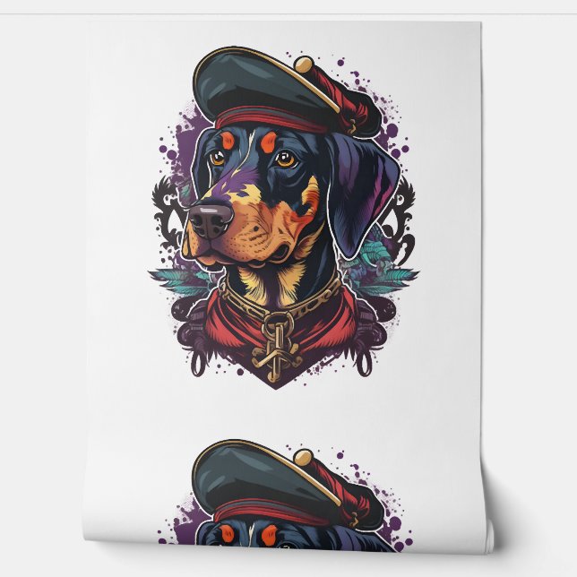 Papel Pintado Pirata de perro de Dobermann (Desenrollar)