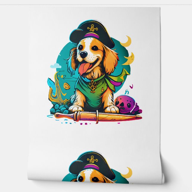 Papel Pintado Pirata de perro de Golden Retriever (Desenrollar)