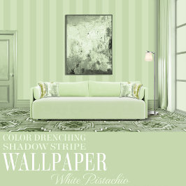 Papel Pintado Pistacho Blanco Raya de Sombra Verde de Seis Pulga