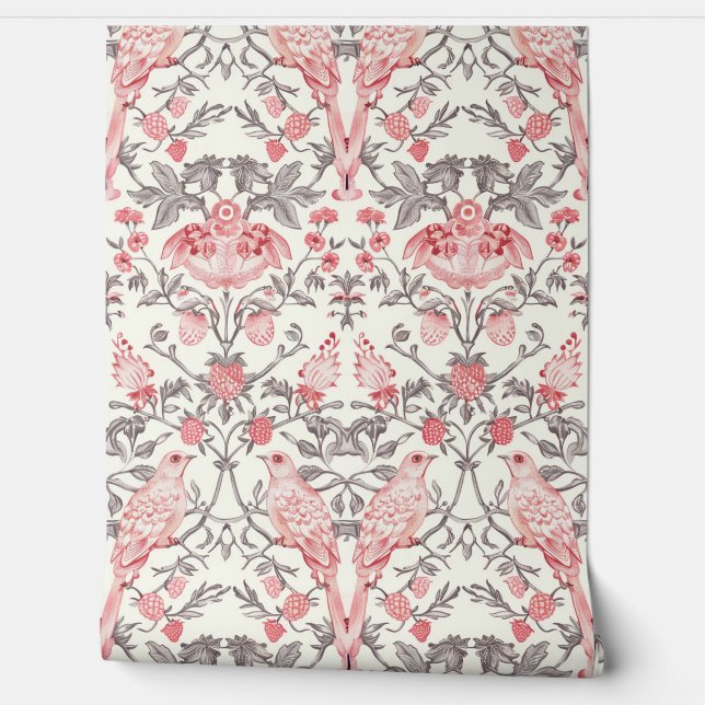 Papel Pintado PixDezines William Morris Ladrón de fresa rosa (Desenrollar)