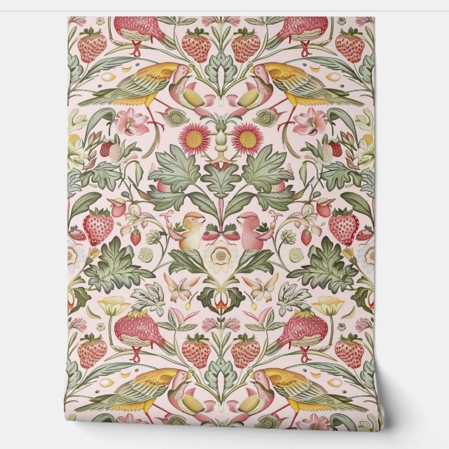 Papel Pintado PixDezines William Morris Ladrón de Fresas Rosa (Desenrollar)