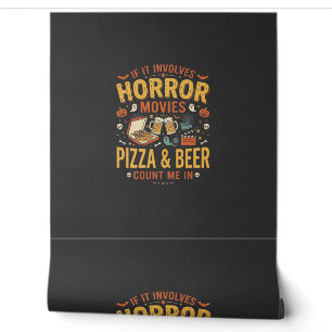 Papel Pintado Pizza Cerveza Películas De Terror Diseño De Hallow