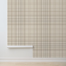 Papel Pintado Plaid Beige Neutro