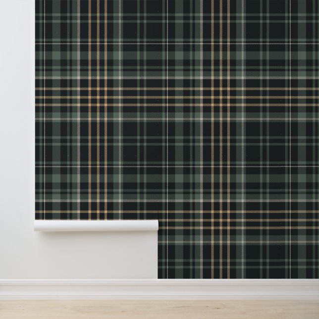 Papel Pintado Plaid crema verde oscuro (Solicitud)