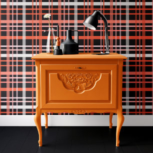 Papel Pintado Plaid de Halloween rosa, naranja y negro de moda