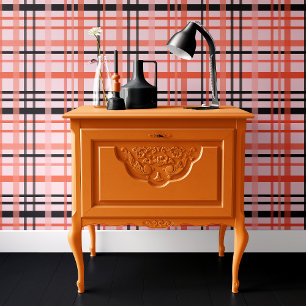 Papel Pintado Plaid de Halloween Rosa y Negro de Moda