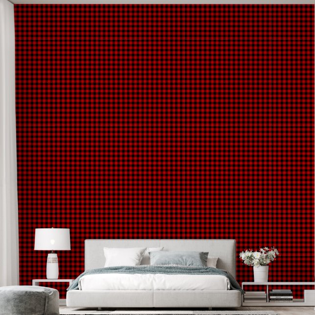 Papel Pintado Plaid Gingham Check Square Red Room (Dormitorio)