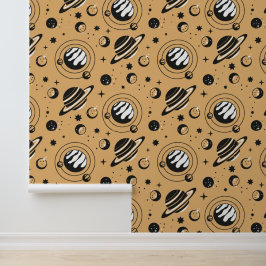 Papel Pintado Planeta Cósmico Místico Saturno Patrón Continuo Do
