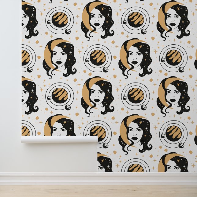 Papel Pintado Planeta de la diosa mística Luna Patrón continuo (Solicitud)