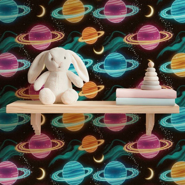 Papel Pintado Planetas Neon Cósmicos (Subido por el creador)