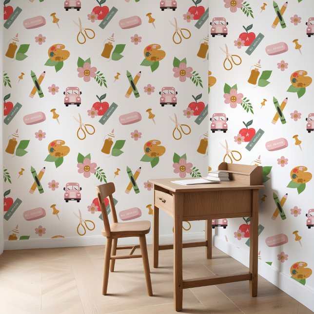 Papel Pintado Planificador de patrones de profesores de escuelas (Fun Personalized School Teacher Pattern Planner Wallpaper)
