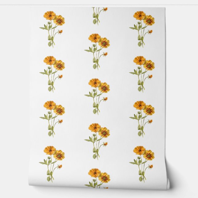 Papel Pintado Planta Simple Con Flores Amarillas (Desenrollar)