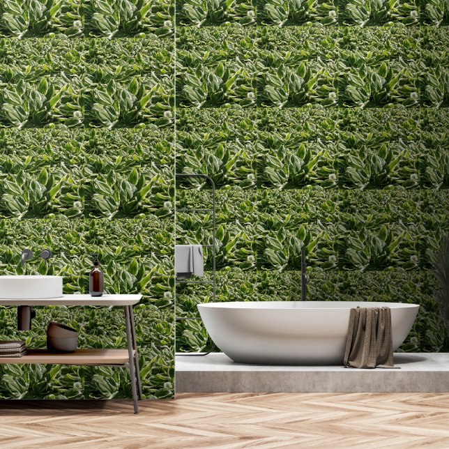 Papel Pintado Plantas Hosta de impresión botánica deja verde a l (Baño)